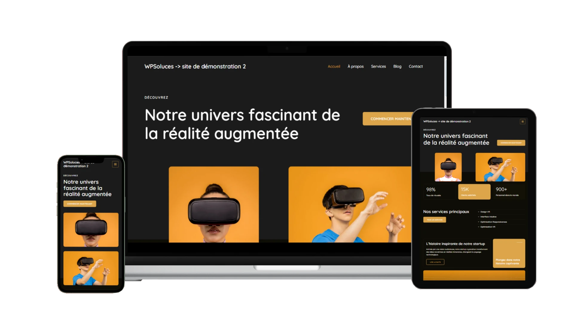 Mockup d'un site vitrine pour une startup innovante, création web WordPress dans mon portfolio